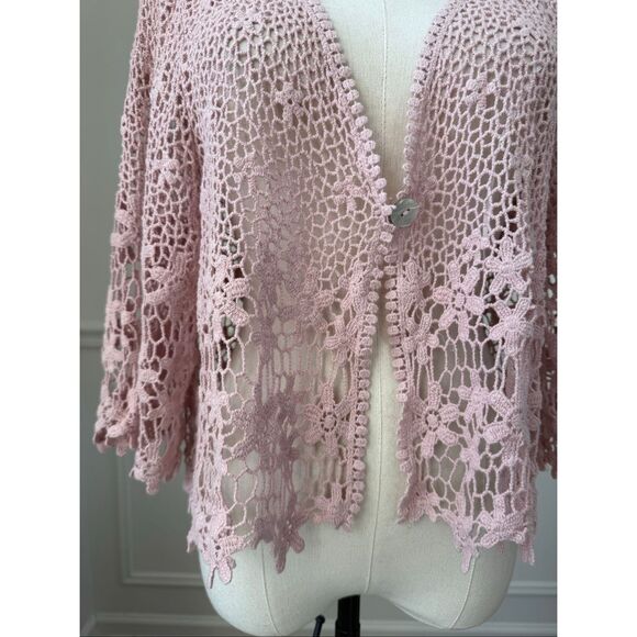 NWT Rabbit Rabbit Rabbit Pink Crochet Cardigan Shrug XL - Picture 3 of 7